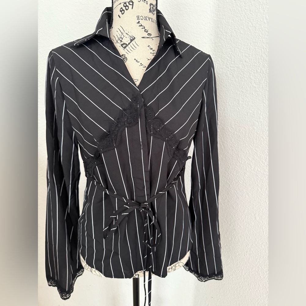 Black and White Striped Women's Top